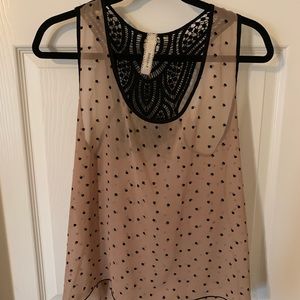 Sheer print shirt with crochet back